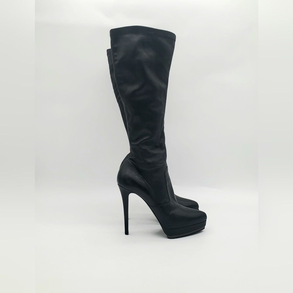 Le Silla knee high platform black leather boots 39